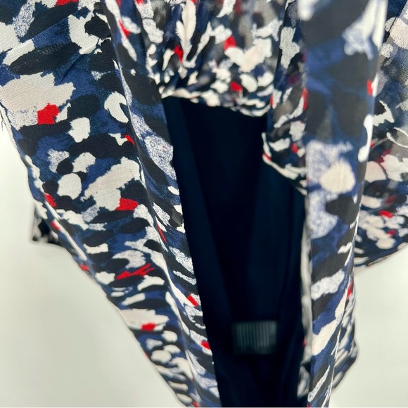 New Club Monaco Delaynee Printed Pintuck Silk Short Mini Dress Sheer Size 8 - Picture 11 of 12